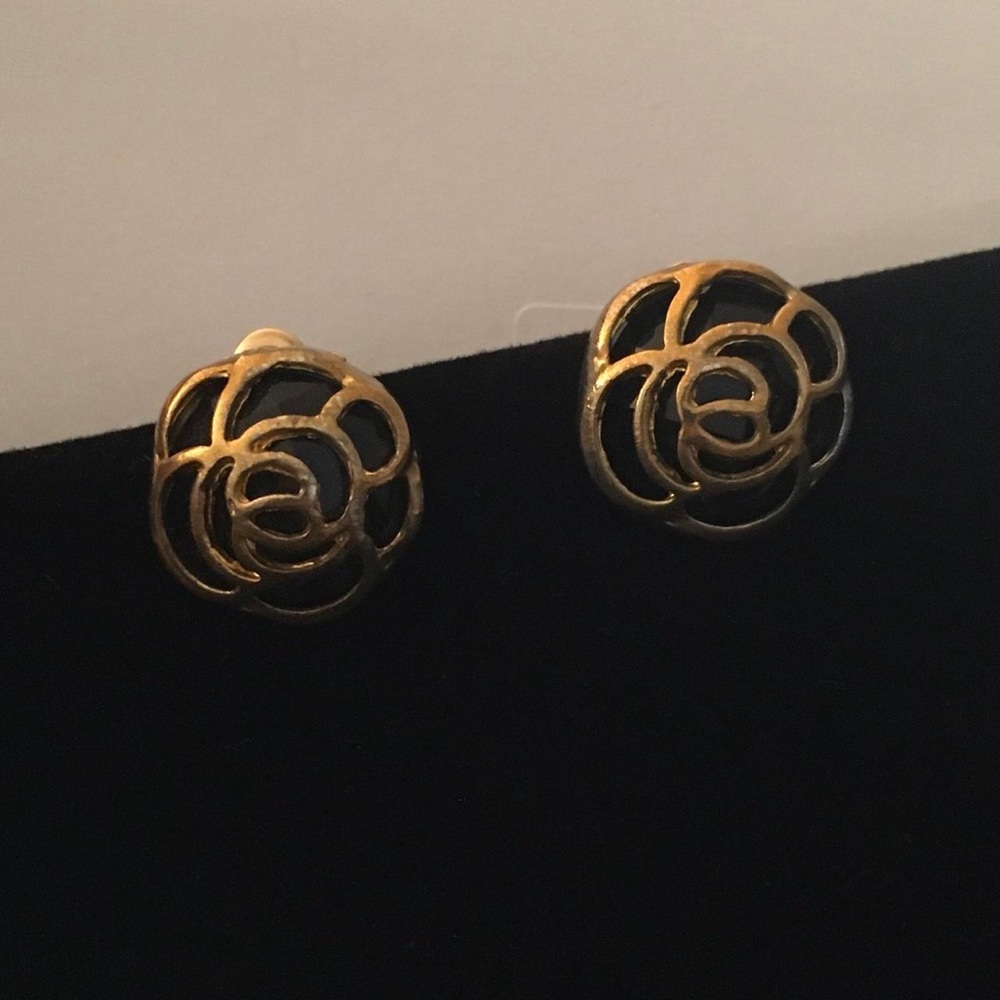 Gold-tone + Glass Soldered Rosebud Post Earrings